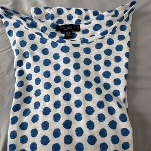 Polka Dot White and Blue top styled by Grace